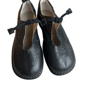 Jin Black Leather Flats Made In Japan Super Soft Wrinkled leather New JP22.5